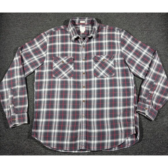 J Crew Mens XL Cotton Flannel Work Shirt Plaid Button Down Long Sleeve Soft - Picture 2 of 7